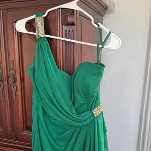 Elegant Green & Gold Bling Evening Cocktail Dress